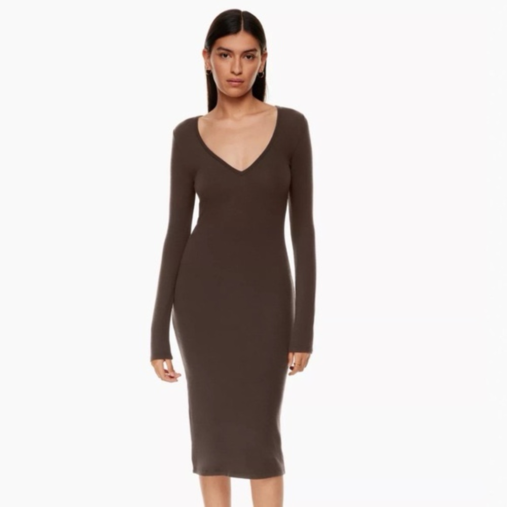 NWT Aritzia Yuma Wilfred Free Lounge Dress - Rich Mocha Brown - S